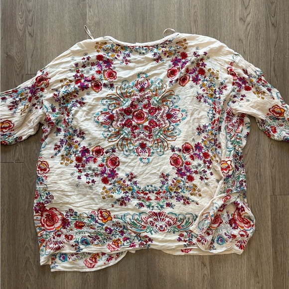 Bila Multicolor Floral Flowy Boho Open Cardigan Blouse - Picture 8 of 9